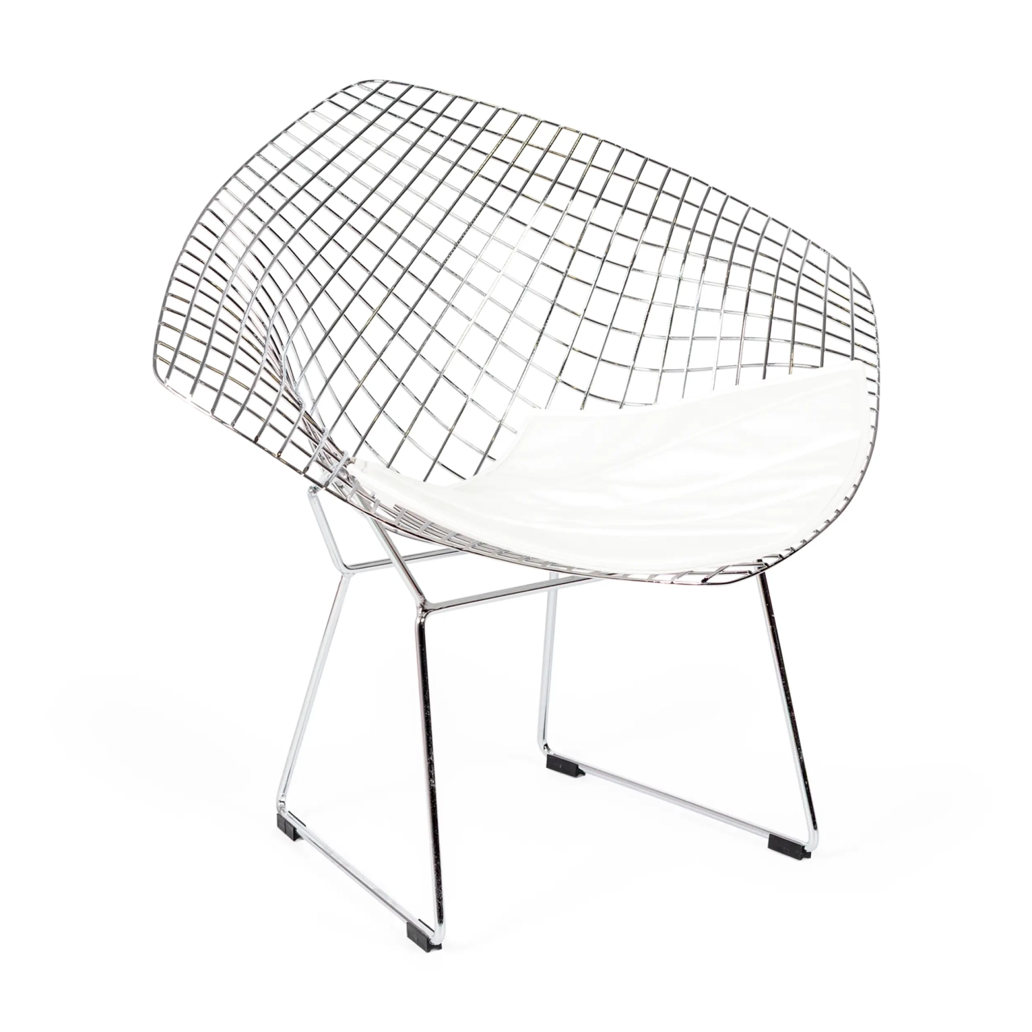 Replica Diamond chair in chromed steel and leatherette cushion - Bertoia Collection