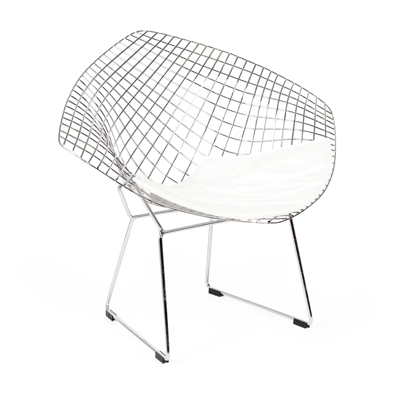 Replica Diamond Stuhl aus verchromtem Stahl und Kunstlederpolster - Bertoia Kollektion
