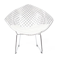 Replica Diamond-tuoli kromattua terästä ja keinonahkainen pehmuste - Bertoia Collection