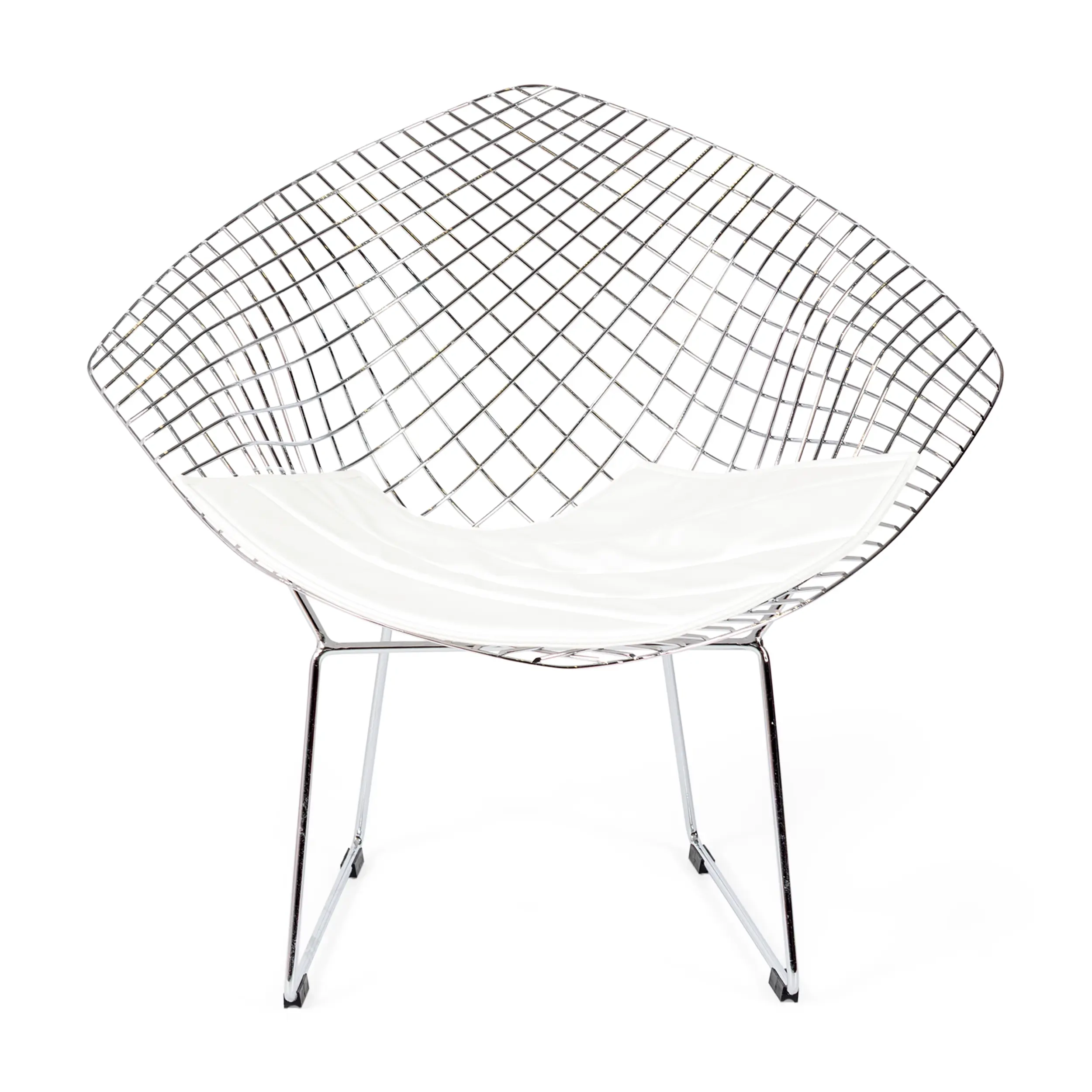 Replica Diamond-tuoli kromattua terästä ja keinonahkainen pehmuste - Bertoia Collection