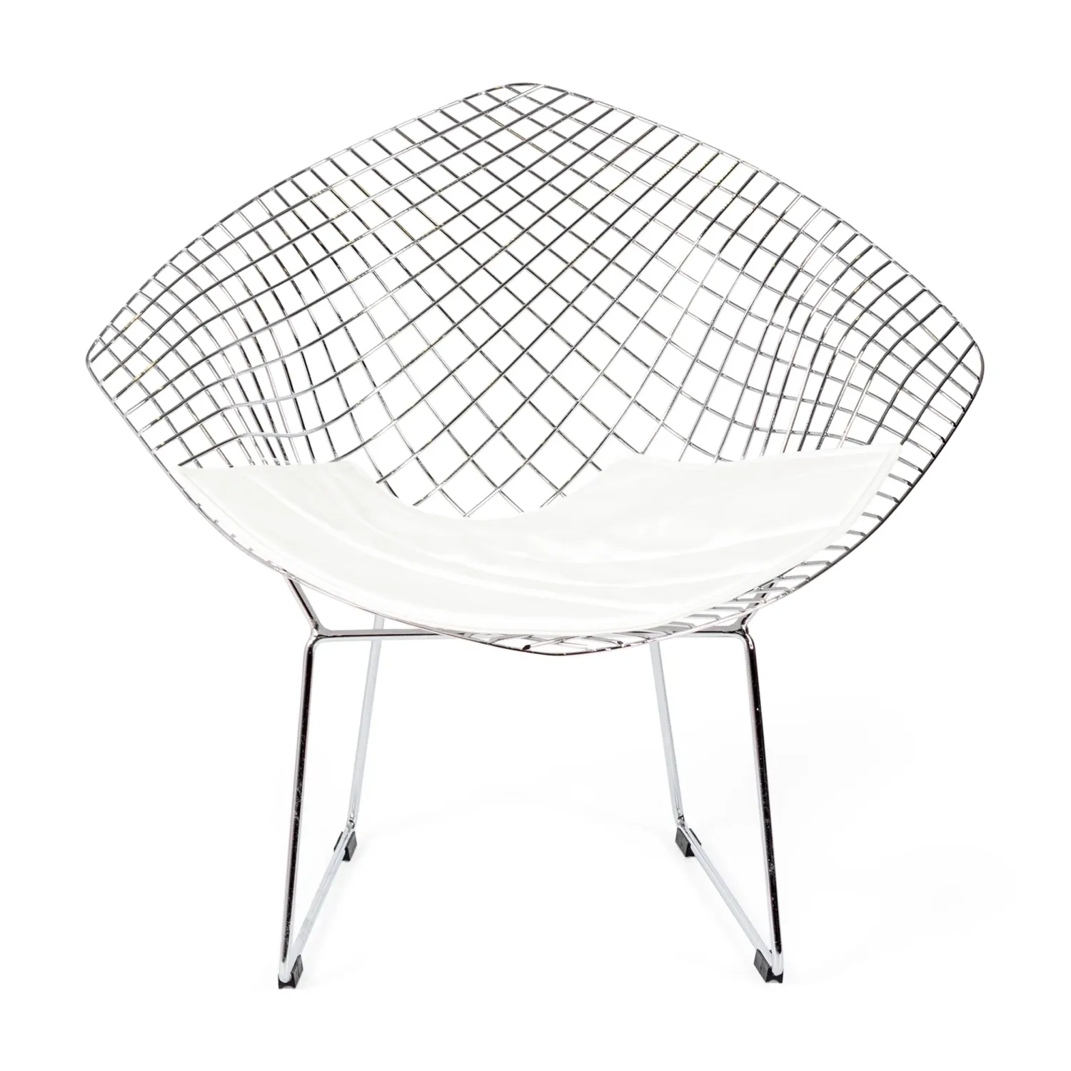 Replica Diamond-stol i förkromat stål och dyna i konstläder - Bertoia Collection