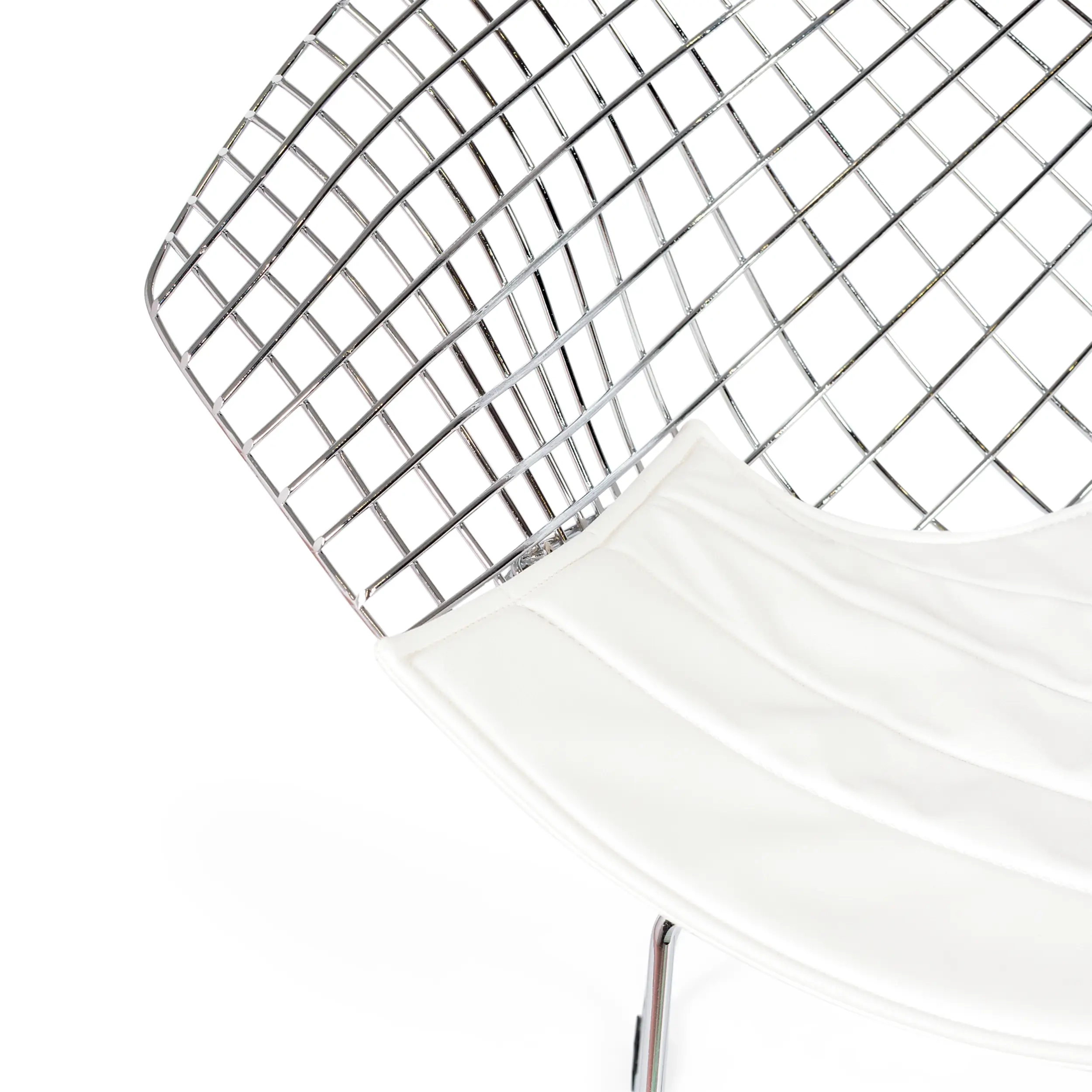 Replica Diamond-tuoli kromattua terästä ja keinonahkainen pehmuste - Bertoia Collection