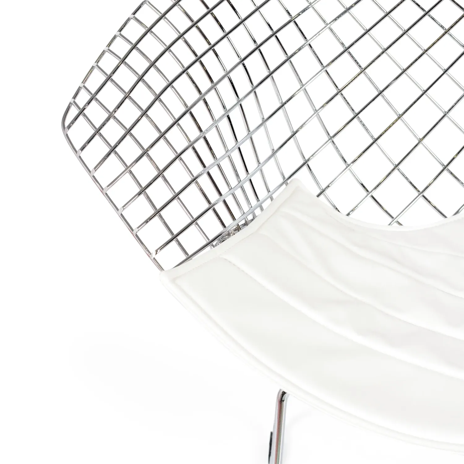 Replica Diamond Stuhl aus verchromtem Stahl und Kunstlederpolster - Bertoia Kollektion