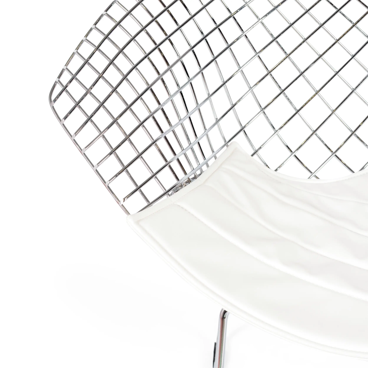 Réplica silla Diamond de acero cromado y cojín en polipiel - Colección Bertoia