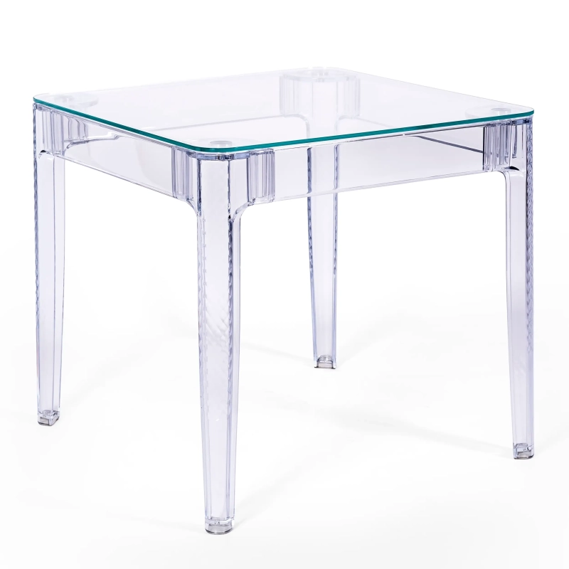 Mesa de Comedor Cuadrada Ghost 80 cm | Diseño Transparente y Moderno