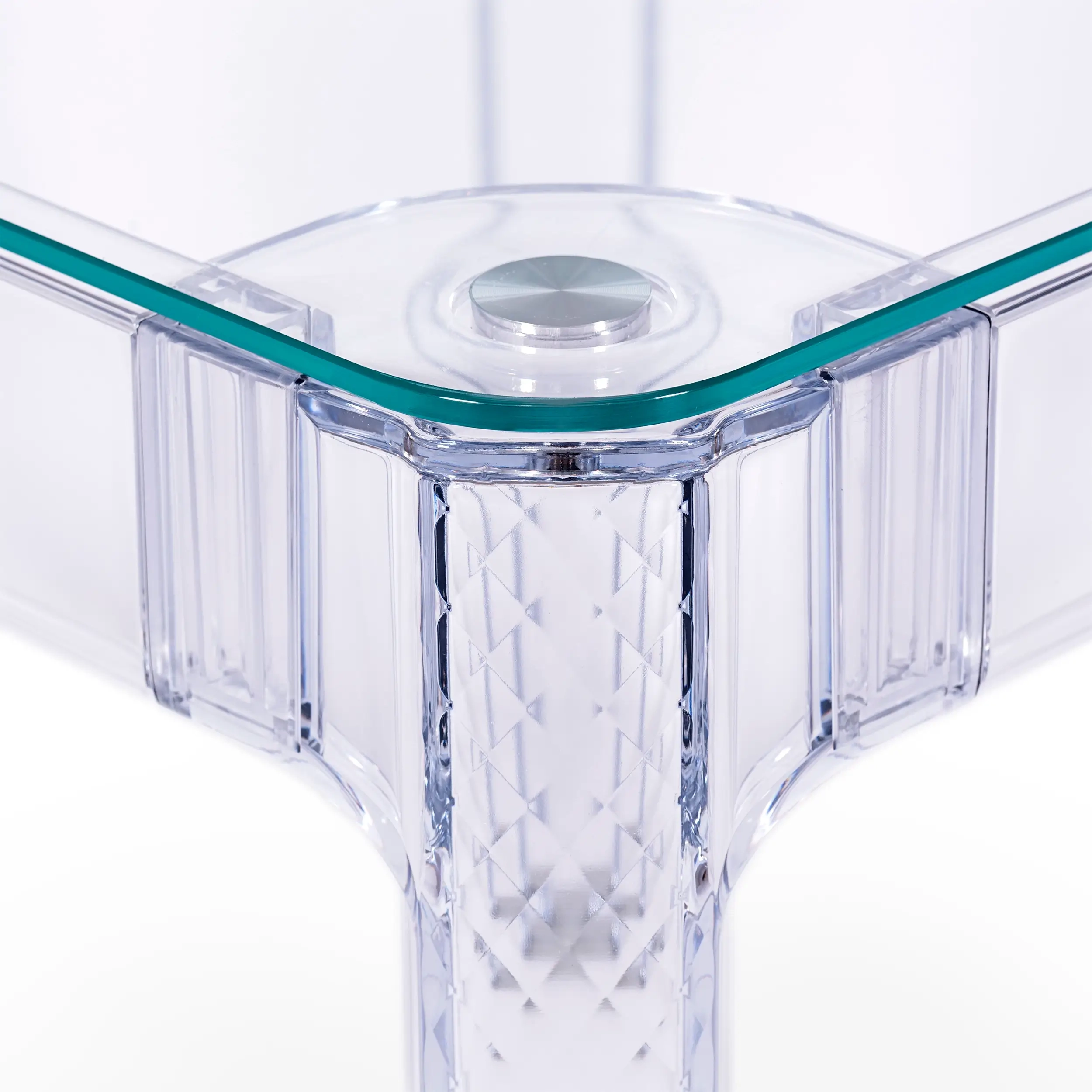 Čtvercový jídelní stůl Ghost 80 cm : transparentní moderní design