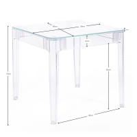 Ghost Square Dining Table 80 cm : Transparent Modern Design