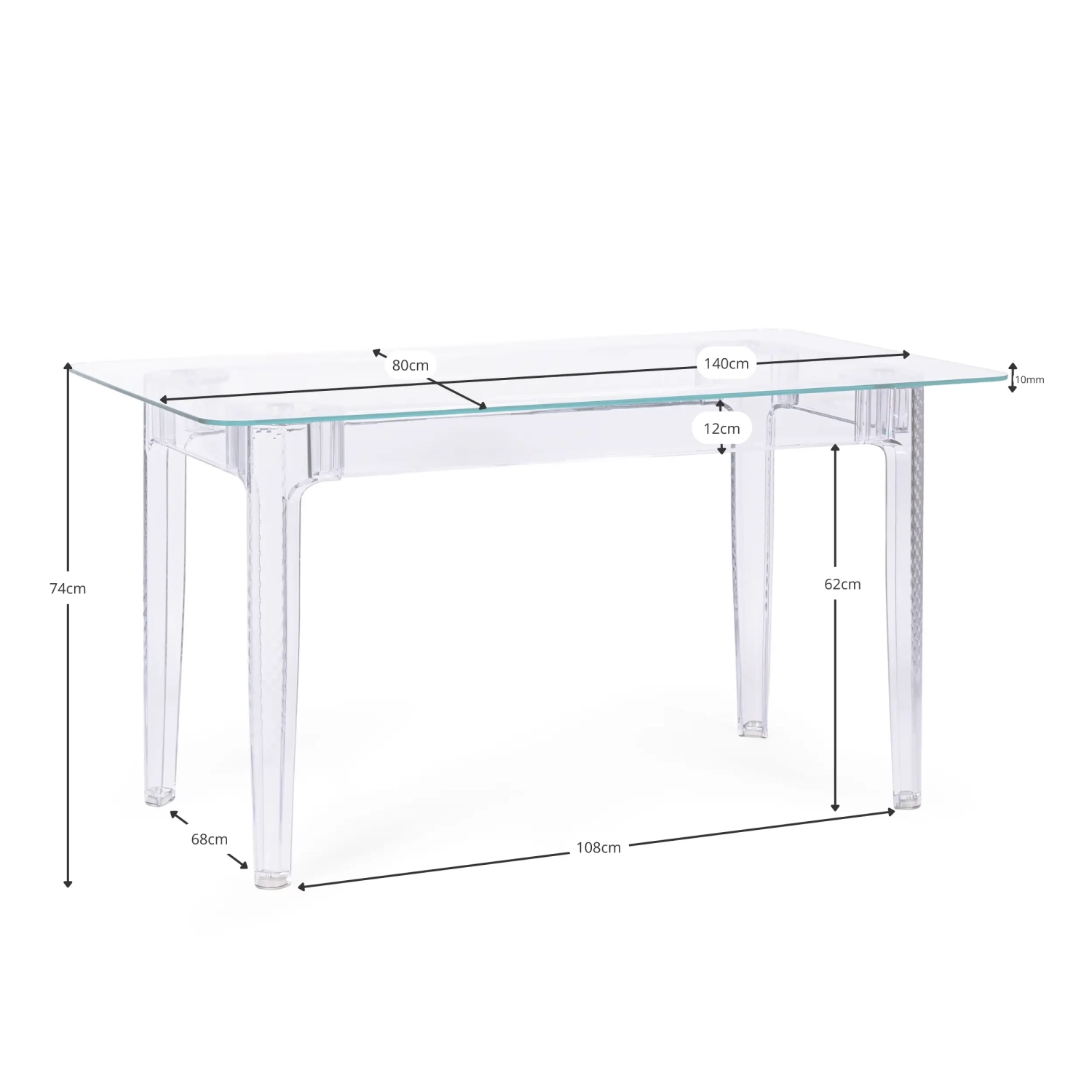 Ghost Dining Table 140x80 cm | Modern Transparent Design