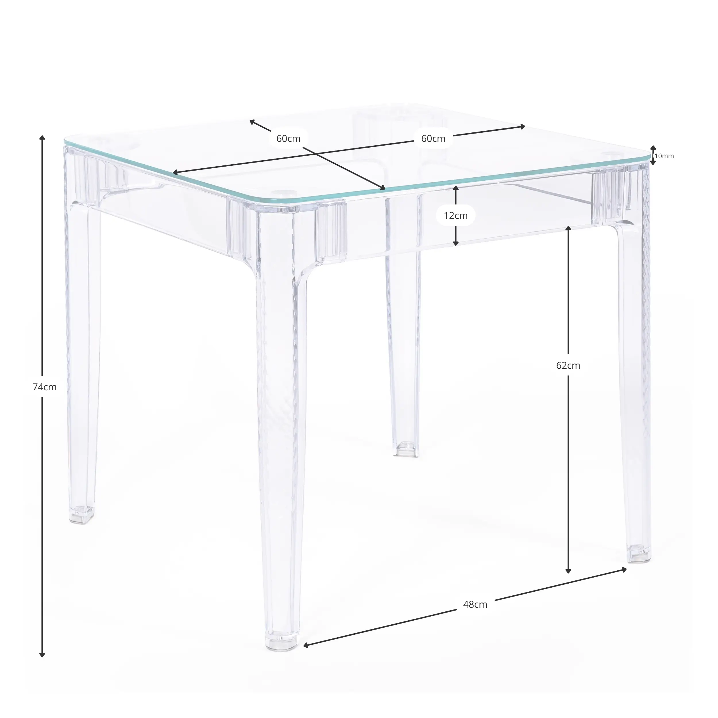 Ghost Square Table 60x60 cm | Transparentes und minimalistisches Design