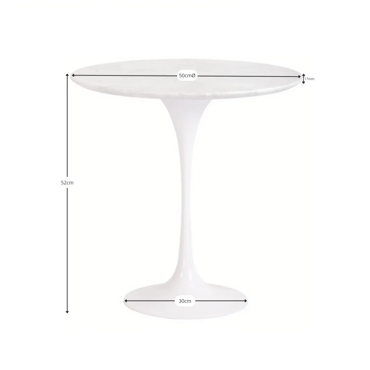 Inspiratie Bijzettafel Tulip Carrara Marmer Ø50 cm | Mobelarium