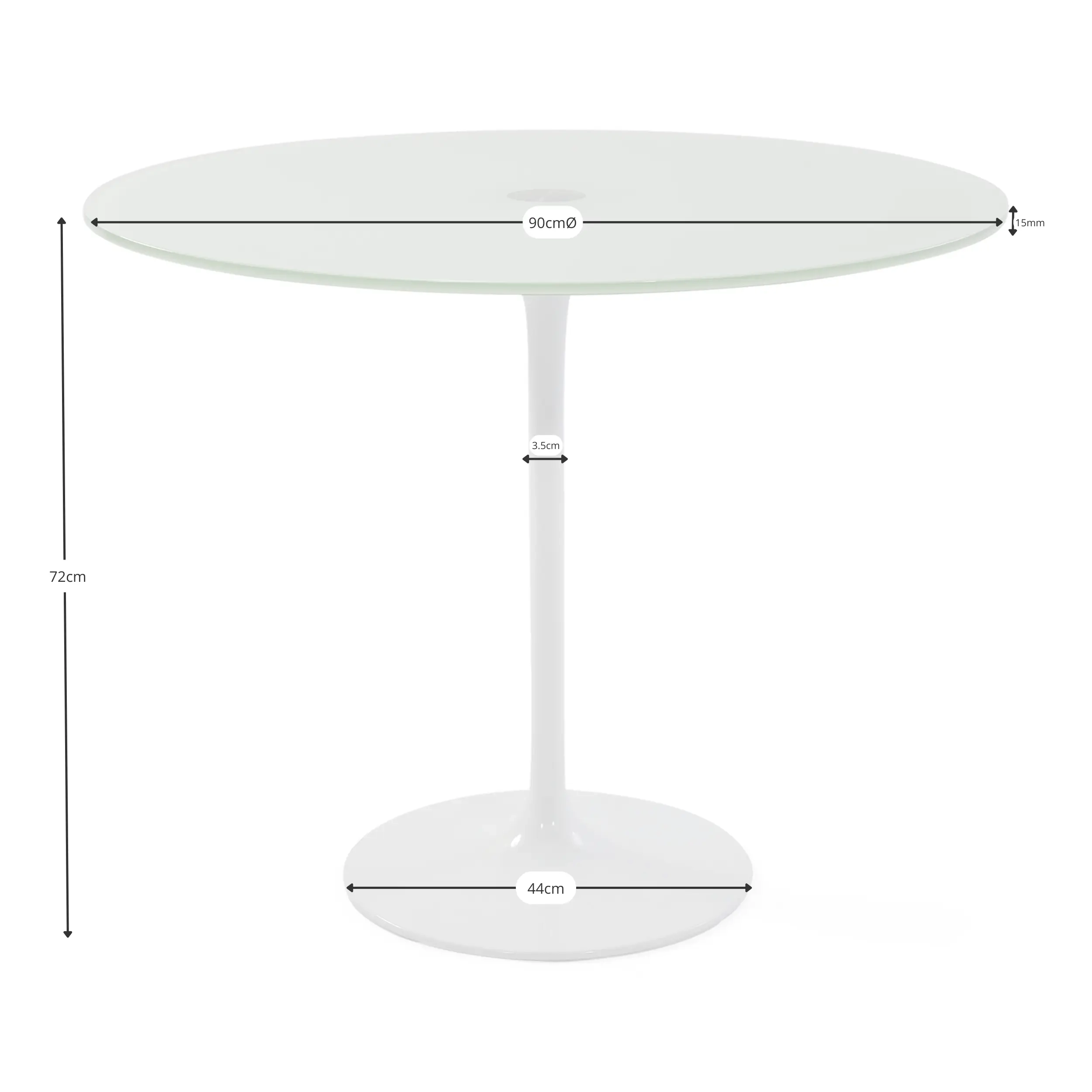 Tafel Tulip glazen tafel 90 cm | Modern en Elegant | Mobelarium