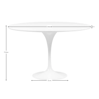 Dining Tulip 120cm Esstisch aus weißem MDF - Mobelarium