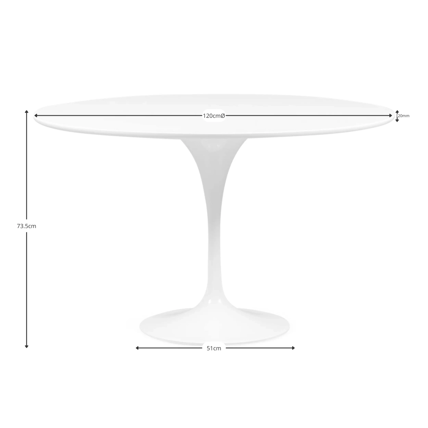 Inspirační Tulipánový jídelní stůl 120 cm - design nábytku