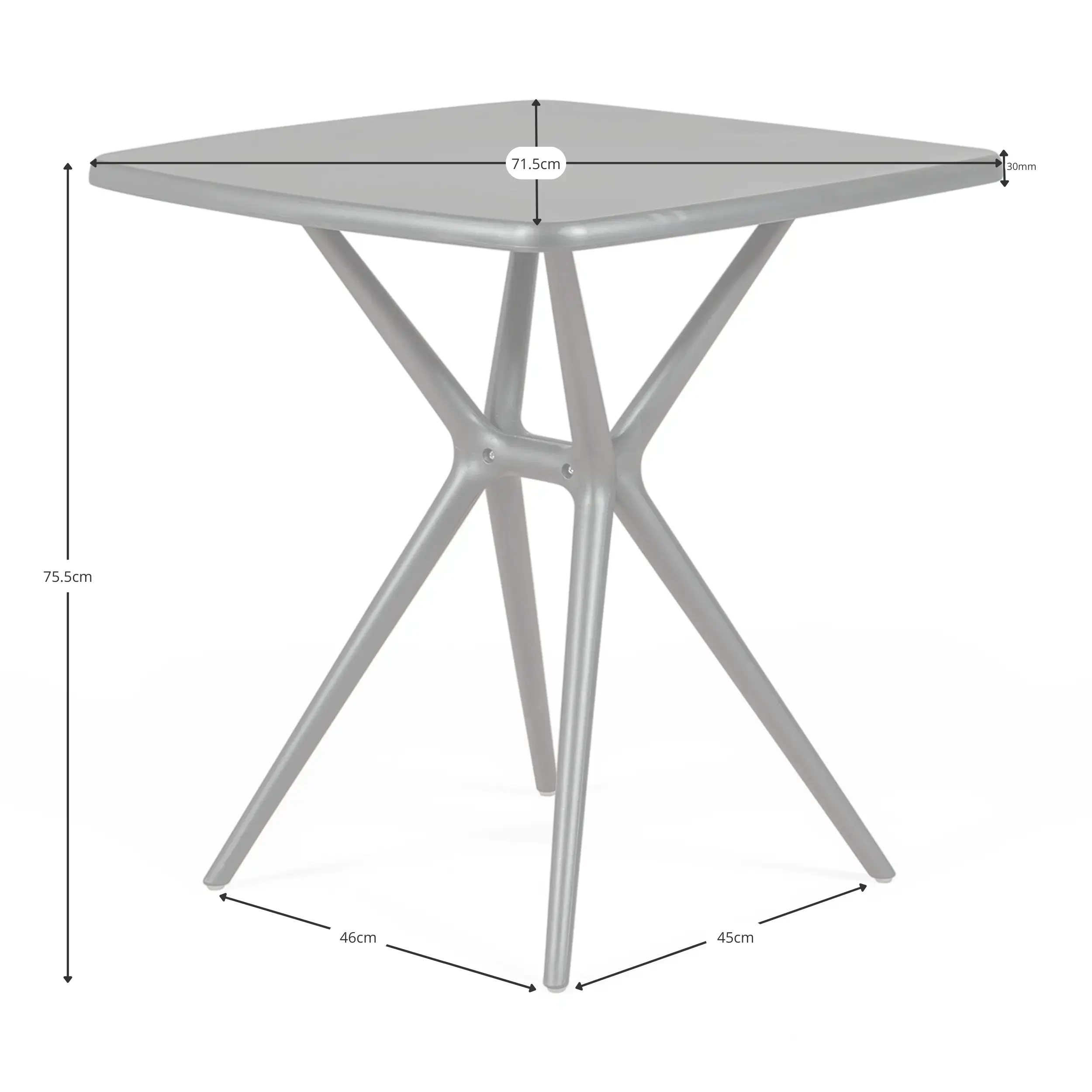 Trädgårdsbord Moises 72 cm | Modernt, lätt och starkt | Inomhus och utomhus