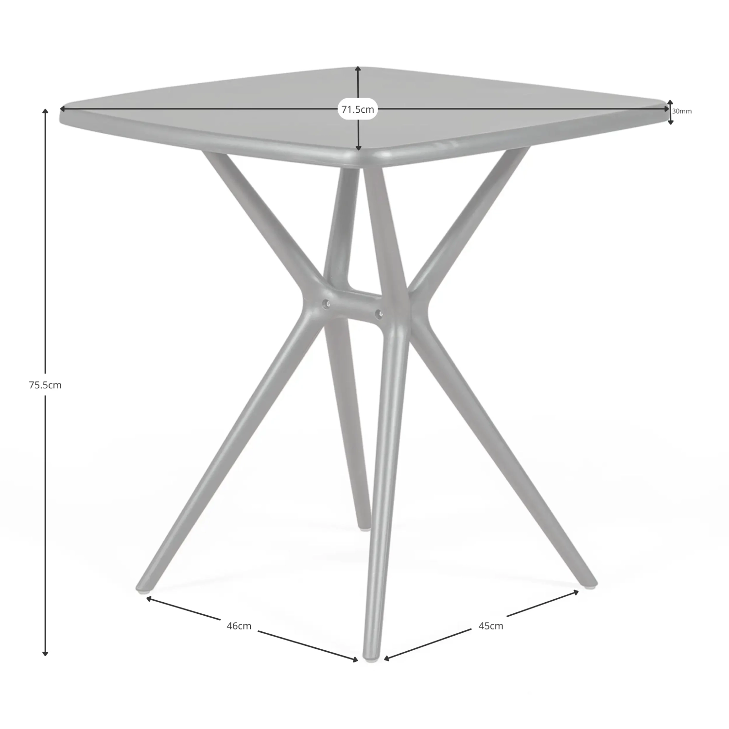 Table de jardin Moises 72 cm | Moderne, légère et solide | Intérieur et extérieur
