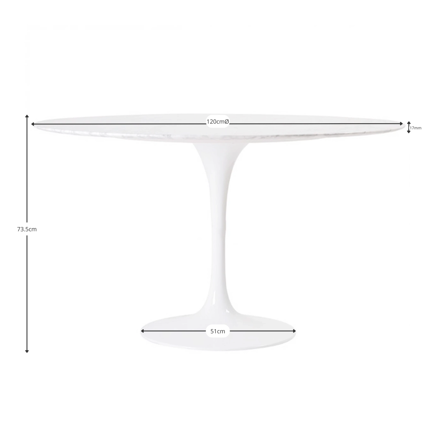 Inspiration Tulpan Matbord i Carrara Marmor 120cm - Designmöbler