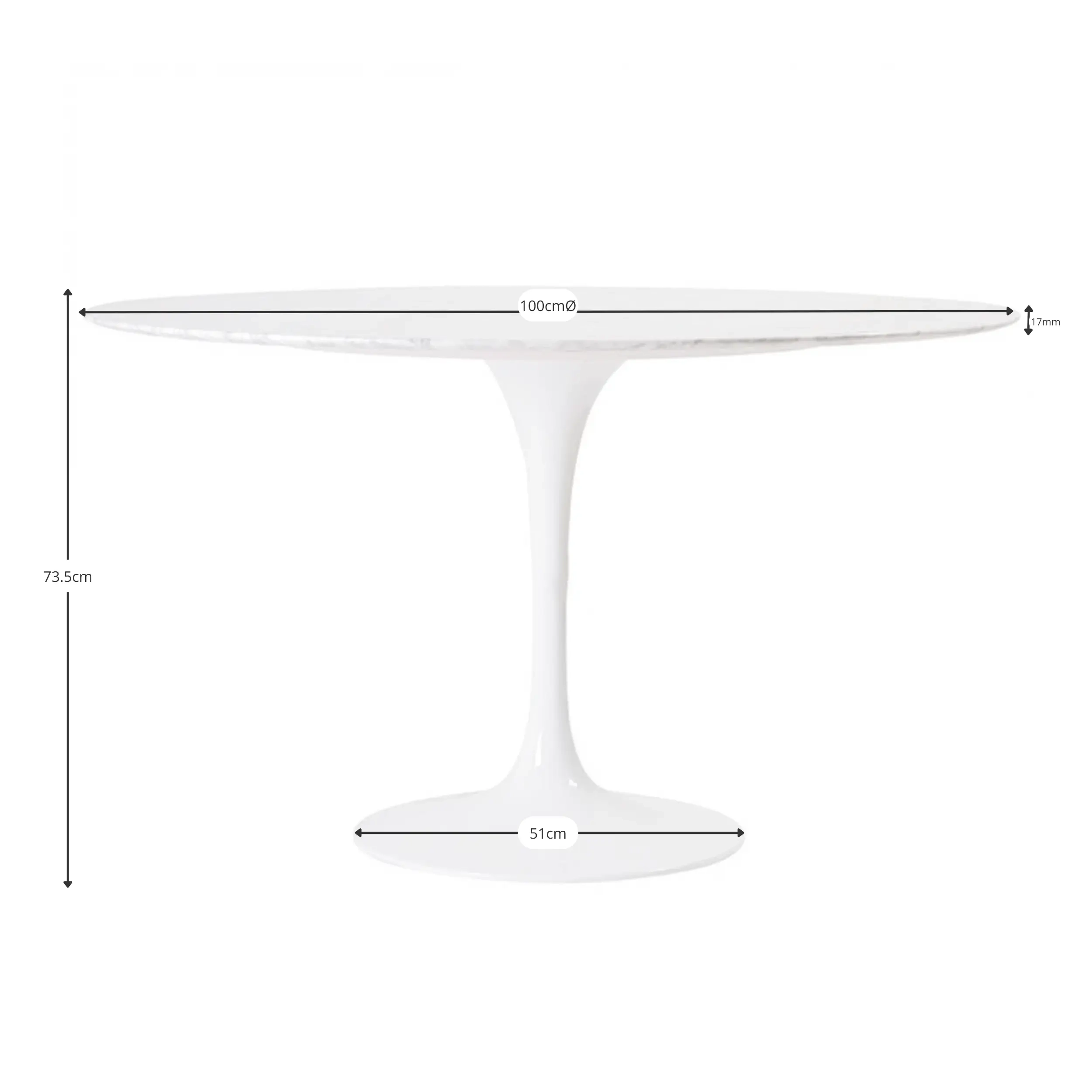 Inspiration Design Esstisch Tulip 100Ø in Carrara Marmor - Mobelarium