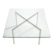 Mesa Mies Van Der Rohe 100x100cm | Cristal Templado y Acero Inoxidable