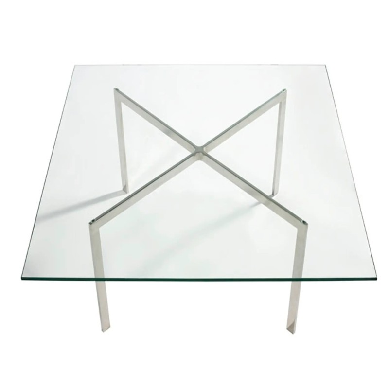 Table Mies Van Der Rohe 100x100cm : Verre trempé et acier inoxydable