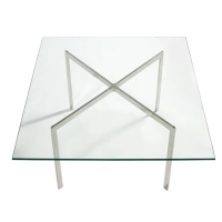 Stůl Mies Van Der Rohe 100x100 cm : tvrzené sklo a nerezová ocel