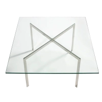 Table Mies Van Der Rohe 100x100cm : Verre trempé et acier inoxydable