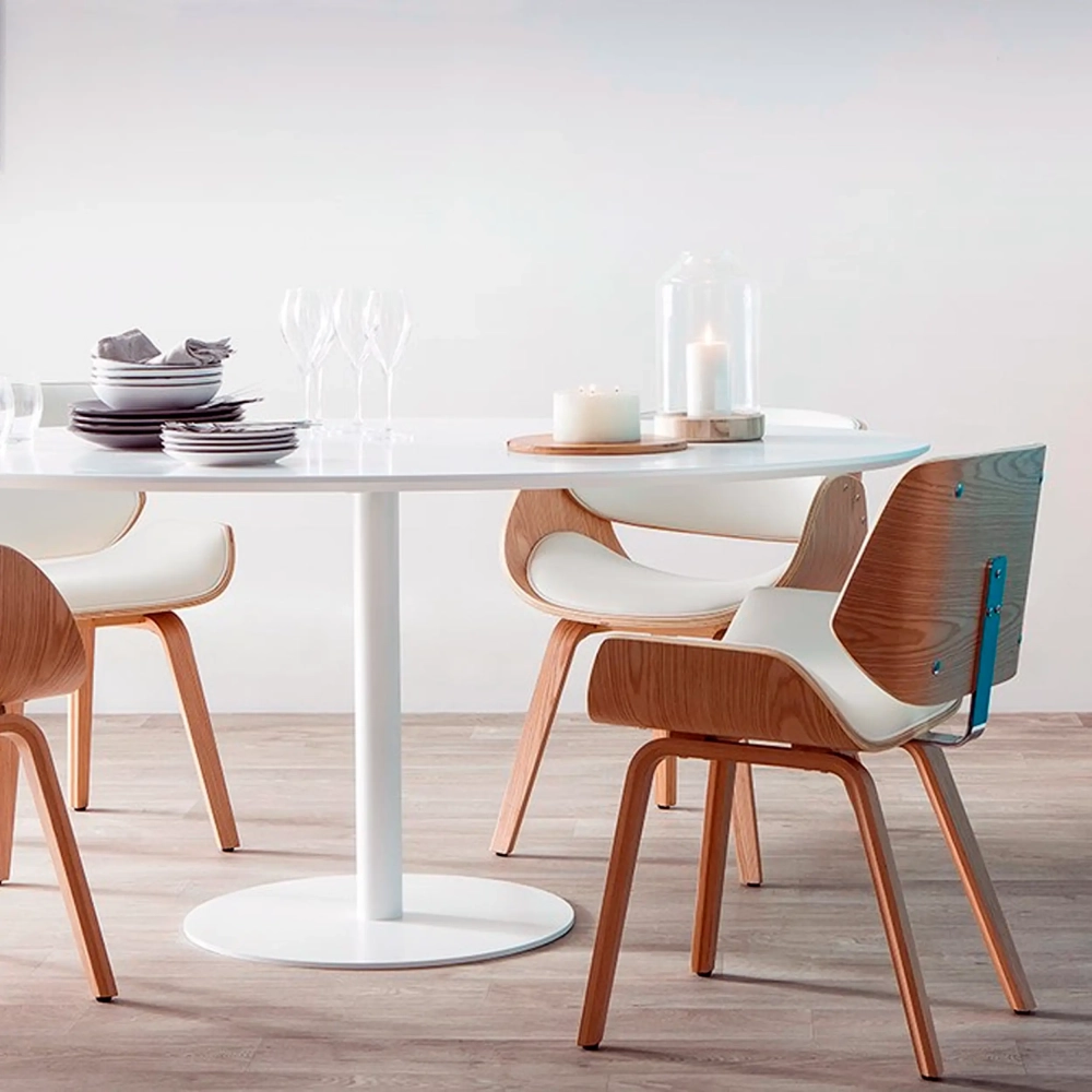 Maple Hout Multiplex Stoel Nordic met Kunstlederen Kussen | Stijl Scandinavisch