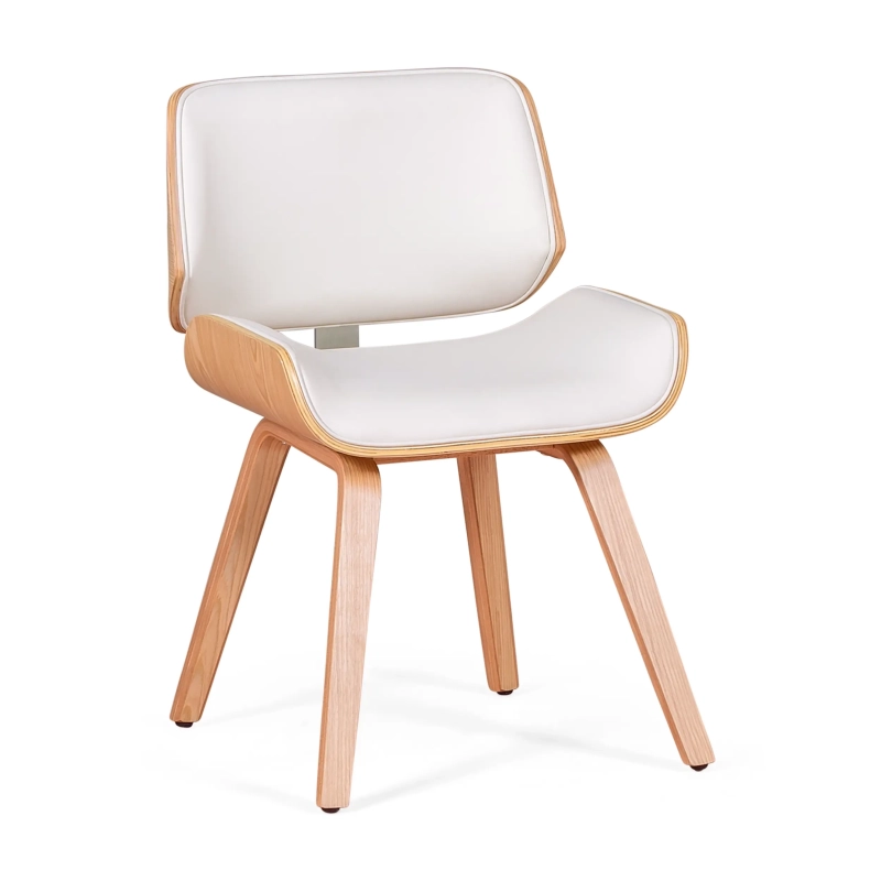 Nordic Plywood Maple Wood Chair with Leatherette Cushion | Style Scandinavian