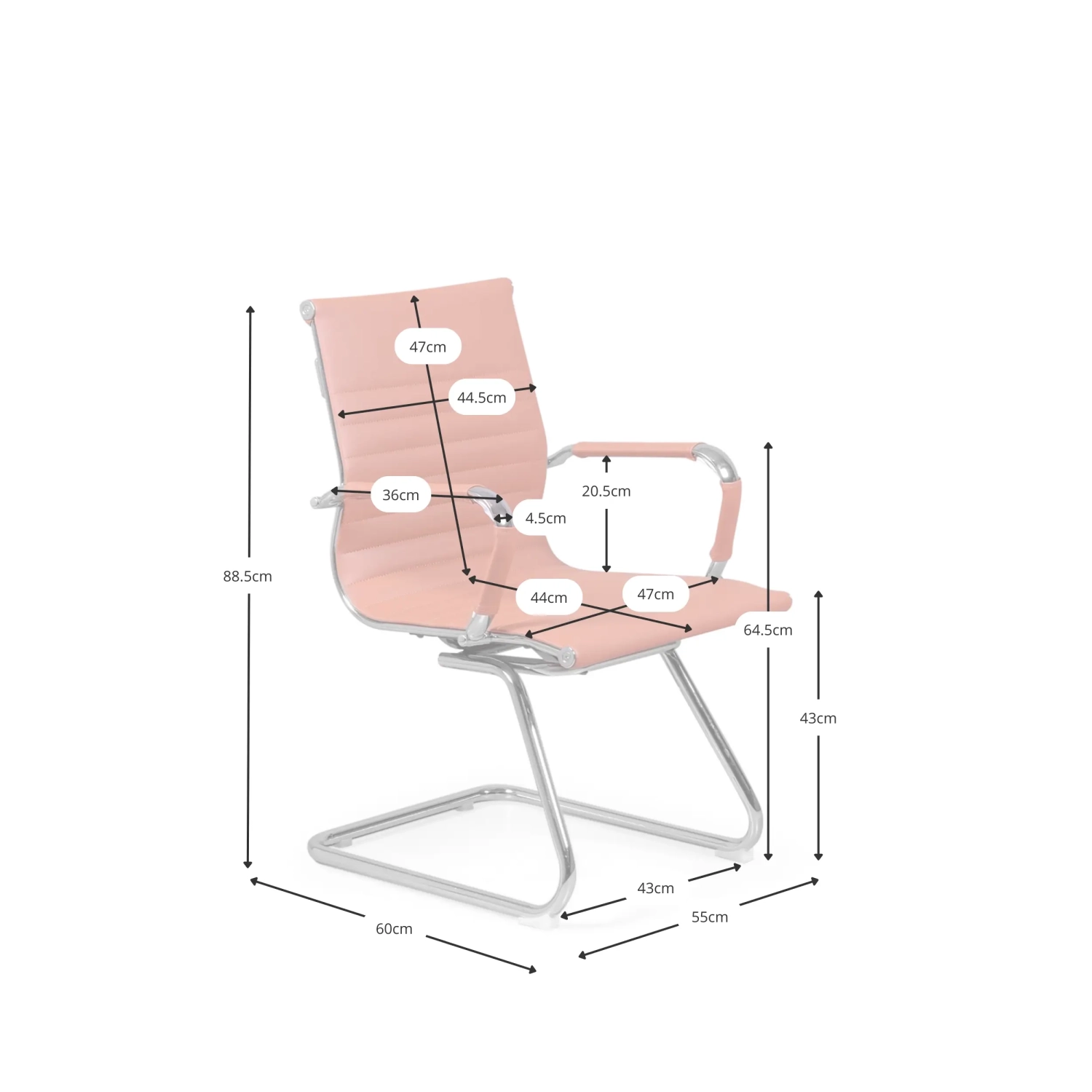 Chaise de salle de réunion recouverte de cuir écologique Alu - Meubles Concept