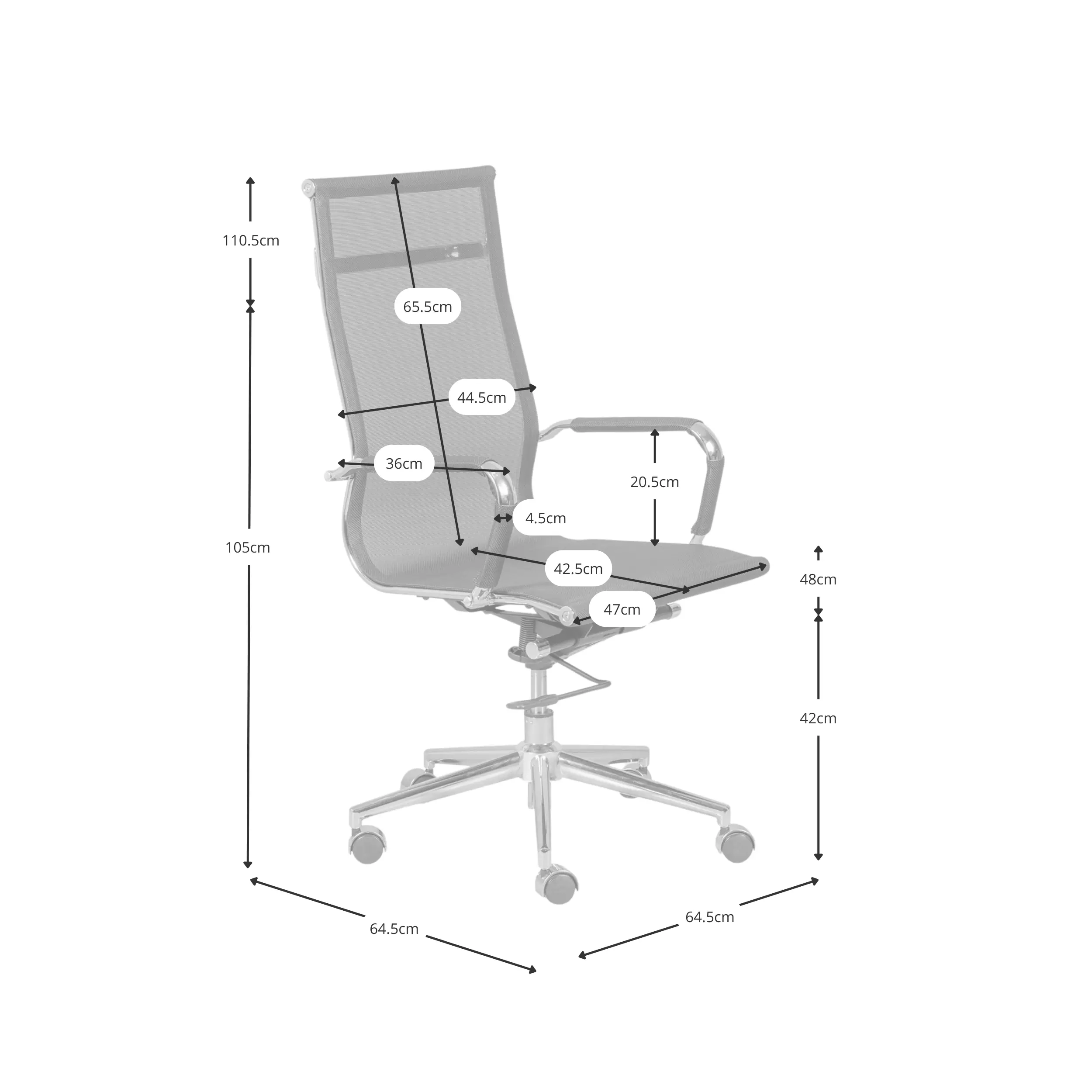 Mesh-HB-Bürostuhl mit Rädern aus Fasergeflecht  - Mobelarium