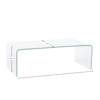 Coffee Ice salontafel : 12 mm transparant gehard glas