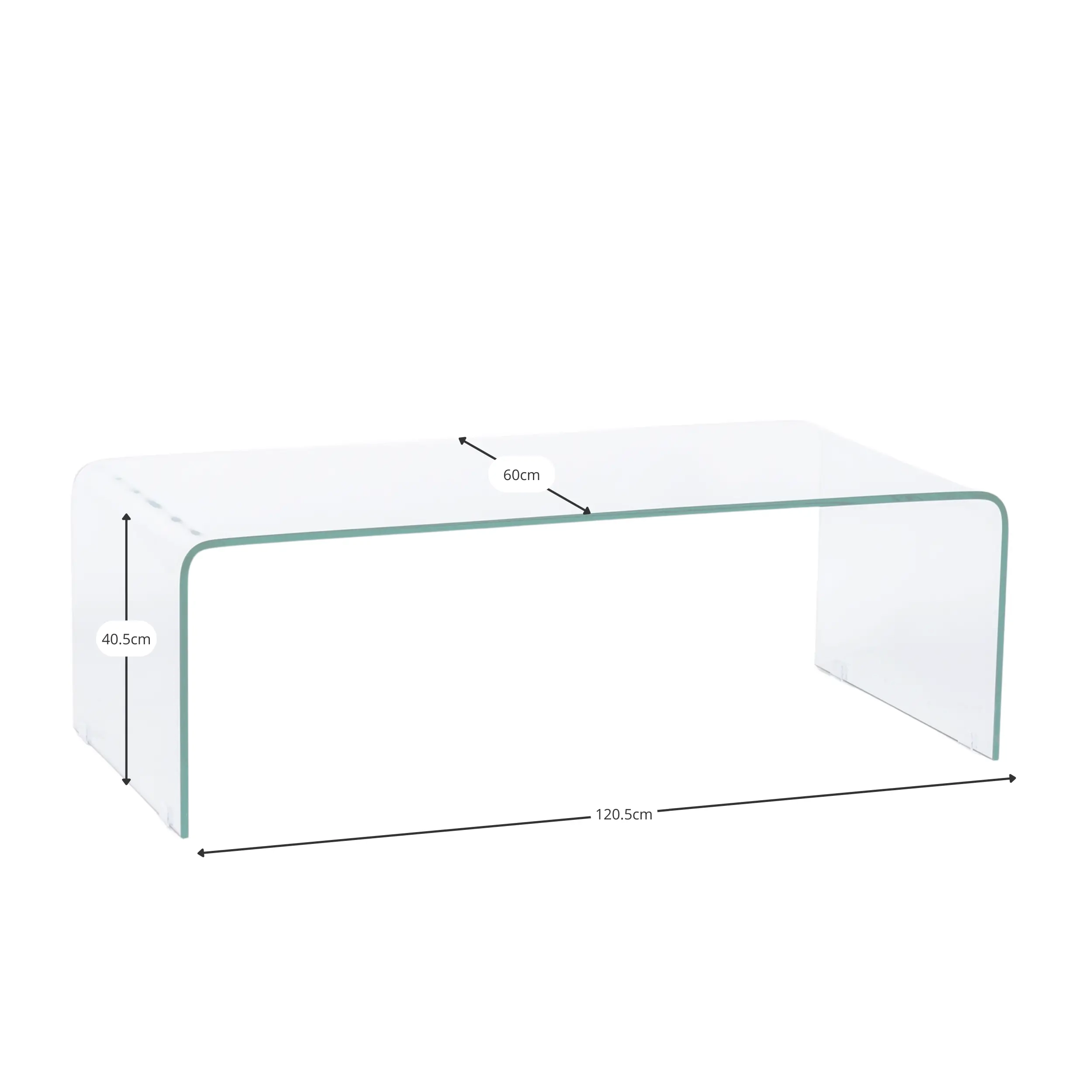 Coffee Ice Couchtisch : 12 mm transparentes gehärtetes Glas