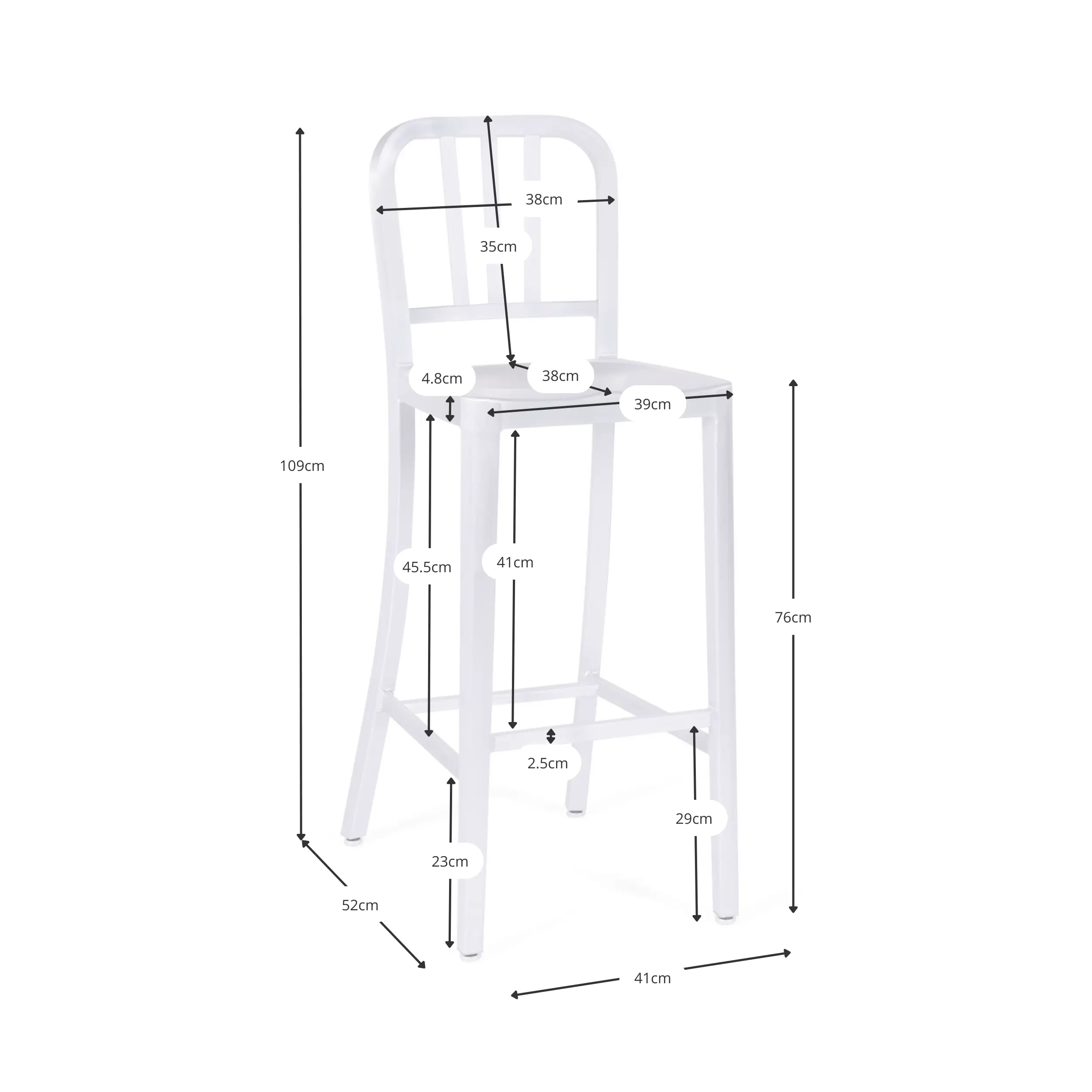 Navy Army kruk replica in aluminium - iconisch industrieel ontwerp