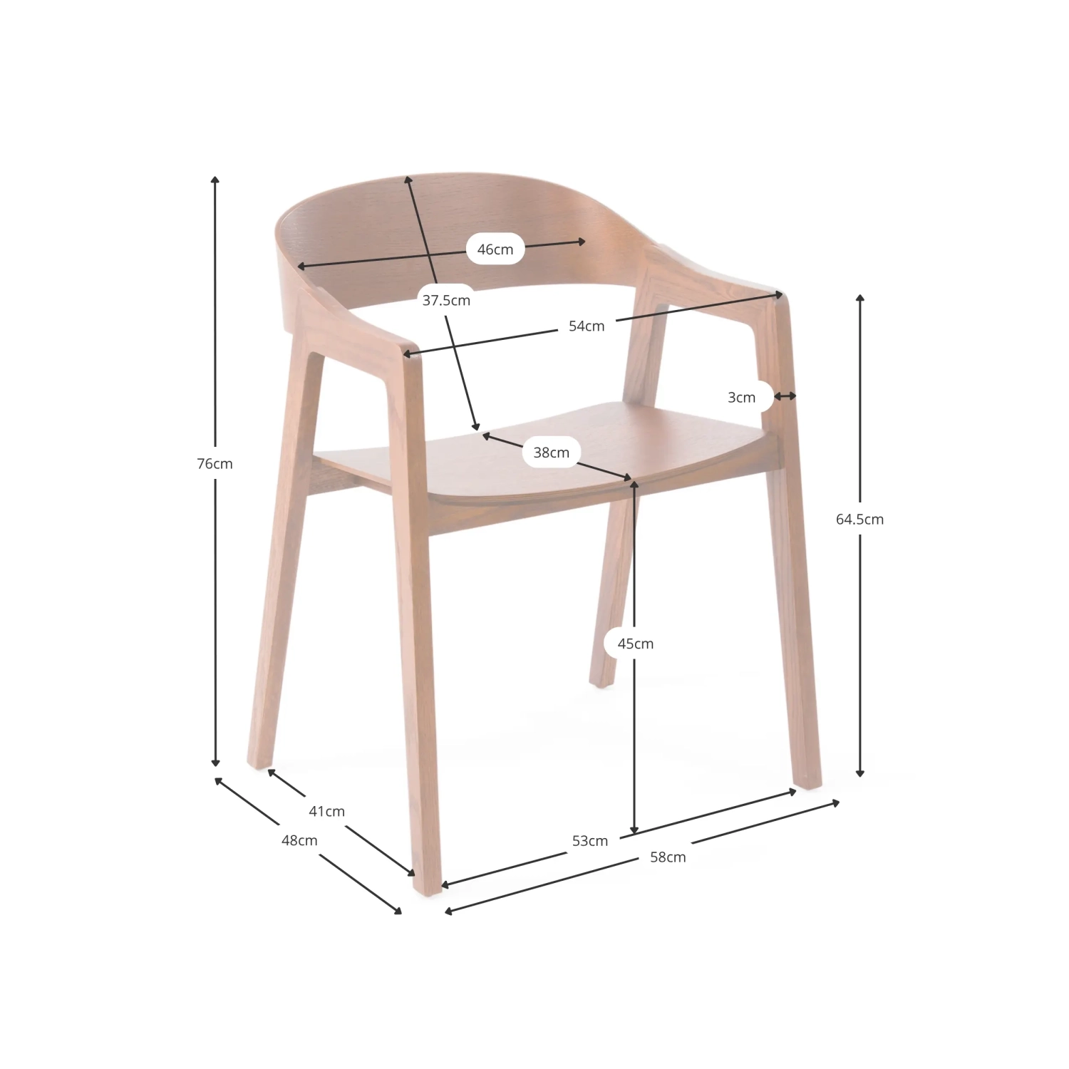 Nordic Oak Oak Chair with Arms Soho | Scandinavian Minimalist Design