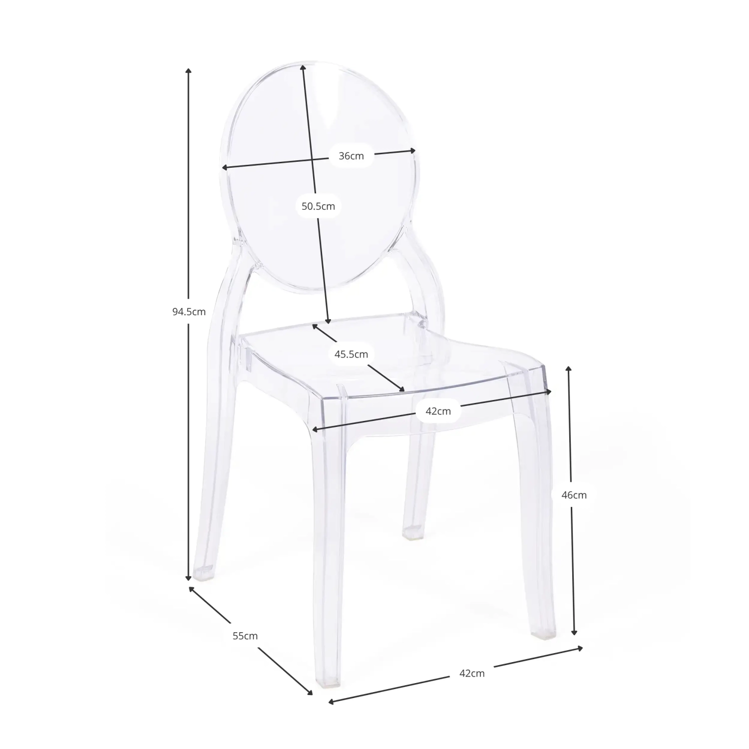 Silla Louisiana transparente para hostelería moderna - Mueble Design