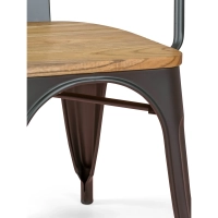 Bistro Chaise en bois à accoudoirs | Chaise industrielle avec accoudoirs et assise en bois