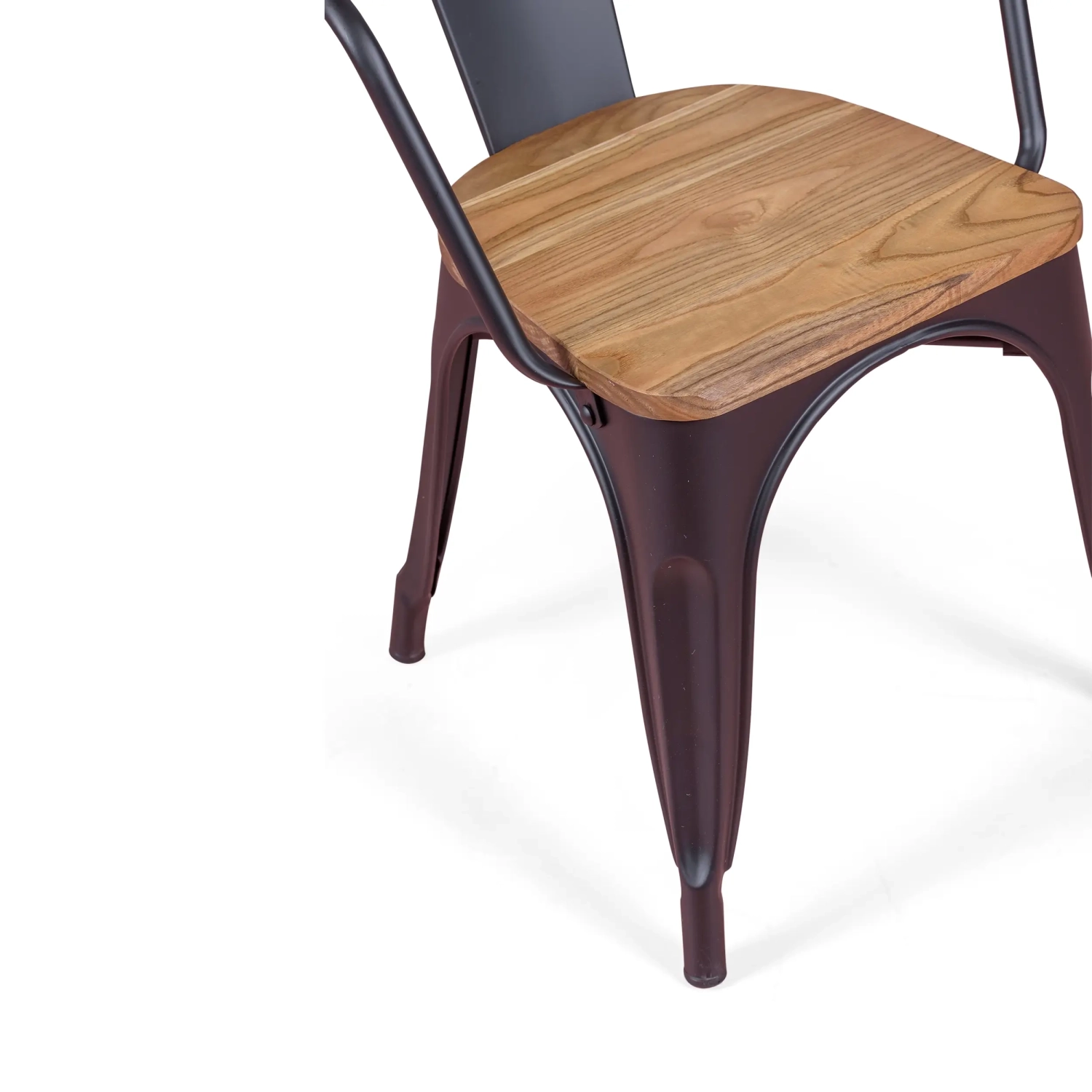 Bistro Sedia con braccioli in legno | Sedia industriale con braccioli e seduta in legno