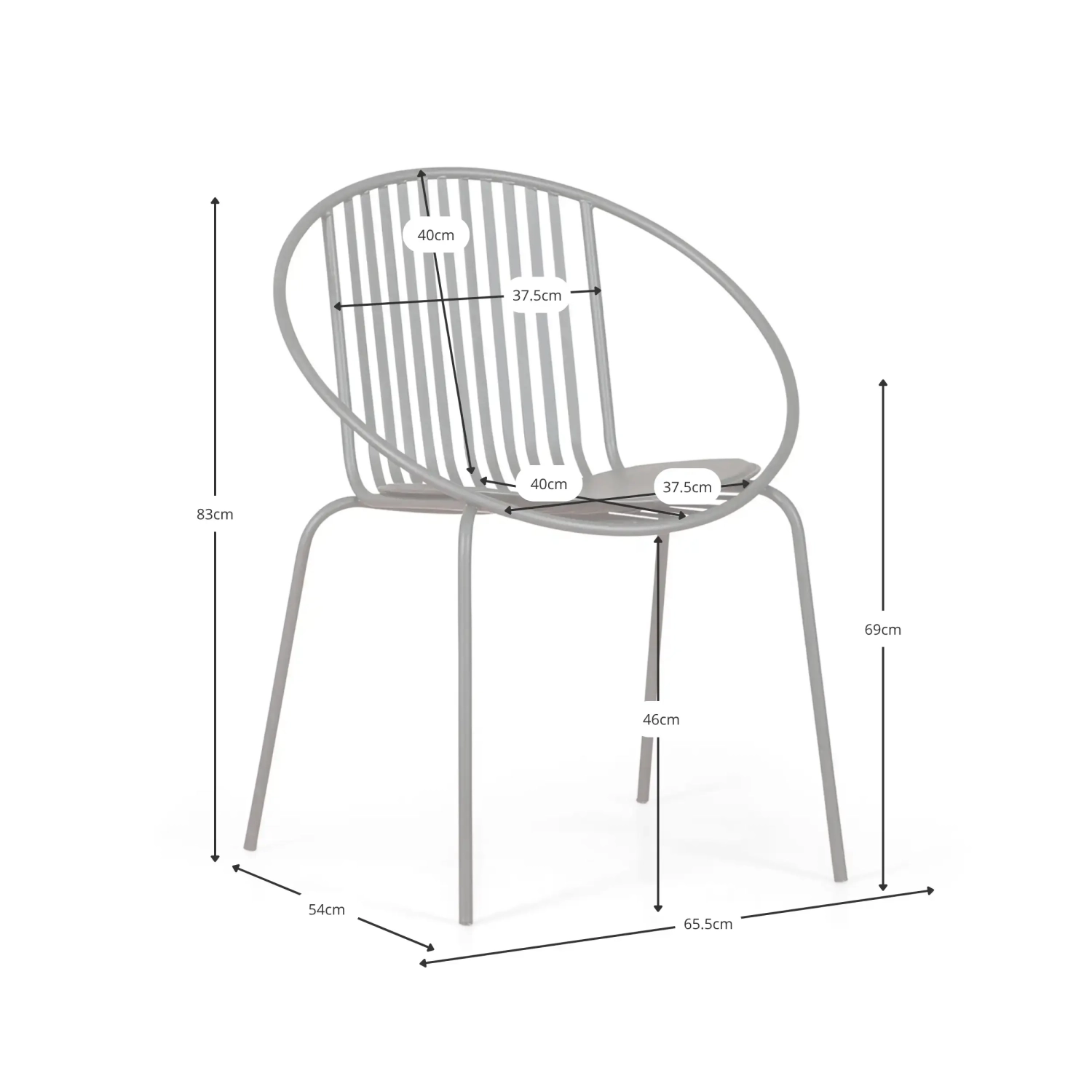 Sedia in metallo Bali - Robusta e moderna per uso interno ed esterno - - Bali Mobilie Design