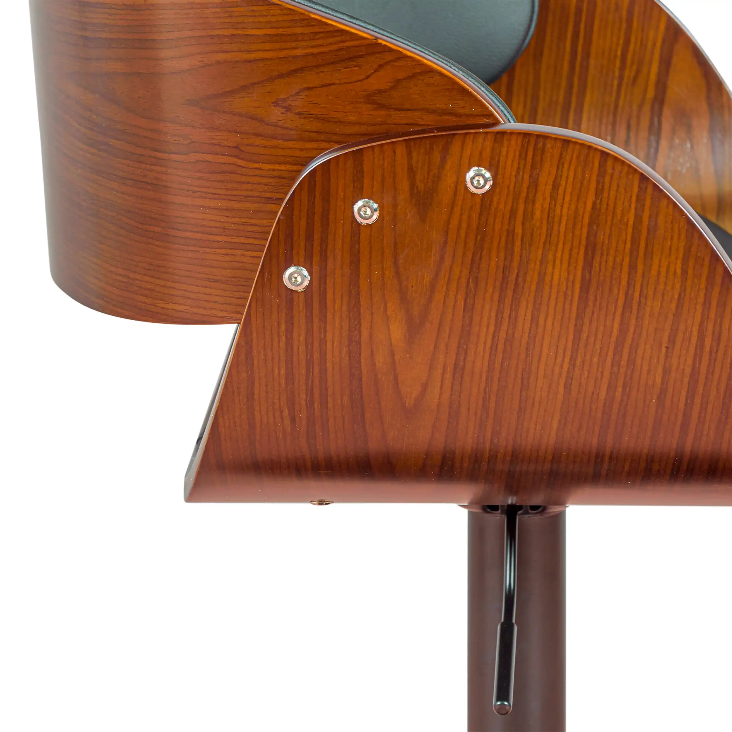 Barstoel Burrow Walnoot lift - Zwart kunstlederen kussen - Stijl Scandinavisch