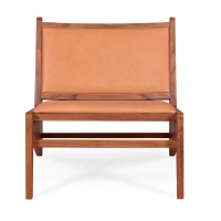 Fauteuil de salon Compass en bois et cuir - Meubles Concept