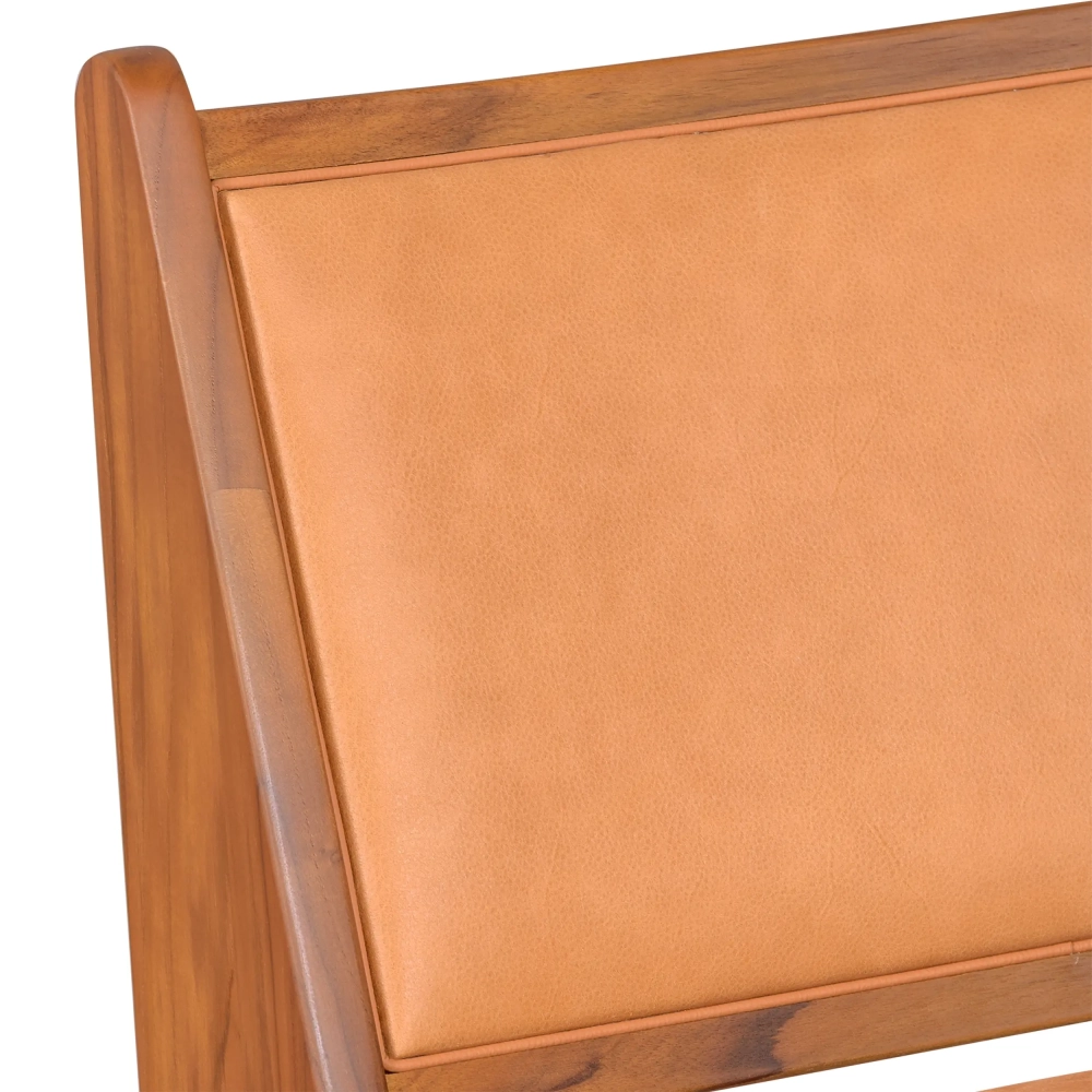 Lounge fauteuil Compass bekleed in hout en leder - Geen probleem Mobelarium