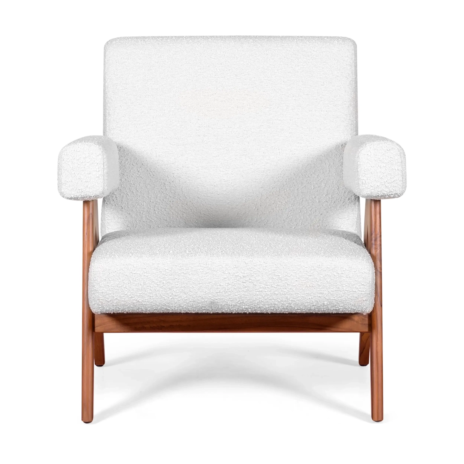 Cadeirão Confort lounge Compass em madeira e boucle - Mueble Design