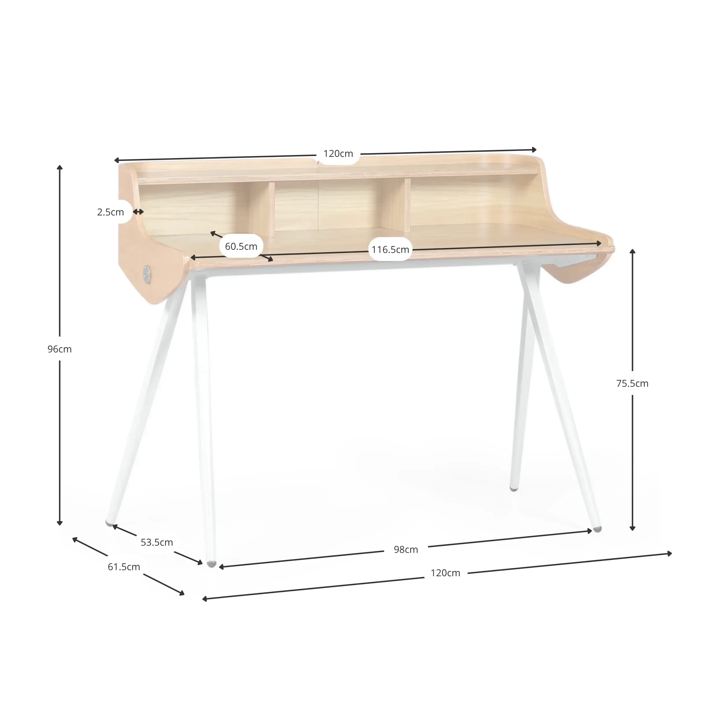 Oakland Schreibtisch - Eichenholz & Modernes Design - - Eichenholz & Modernes Design Mobelarium