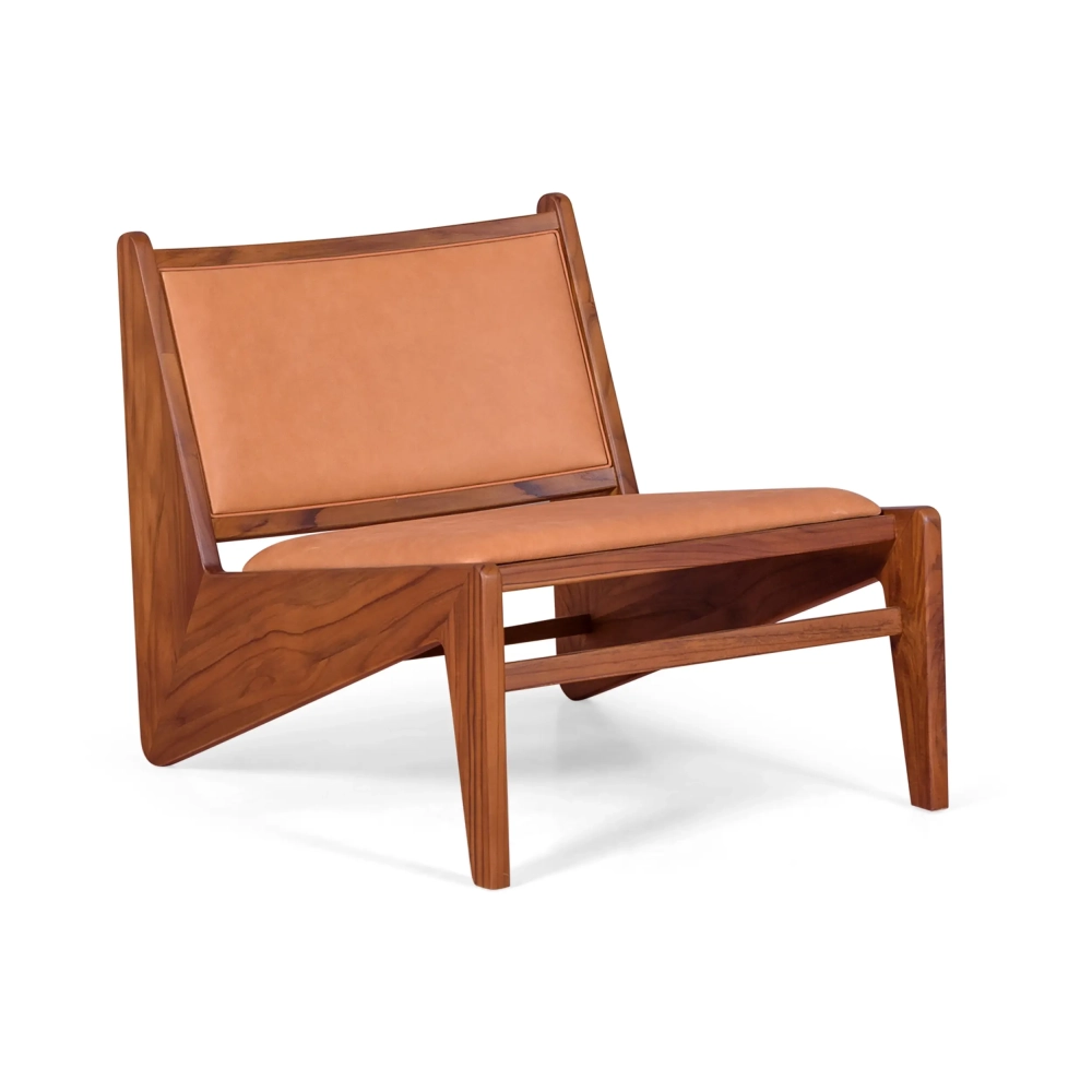 Lounge-Sessel Compass gepolstert in Holz und Leder - Mobelarium