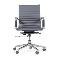 Cadeira de escritório com encosto baixo | Design moderno em imitação de pele e aço cromado