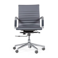 Kontorsstol med lågt ryggstöd | Modern design i konstläder och förkromat stål