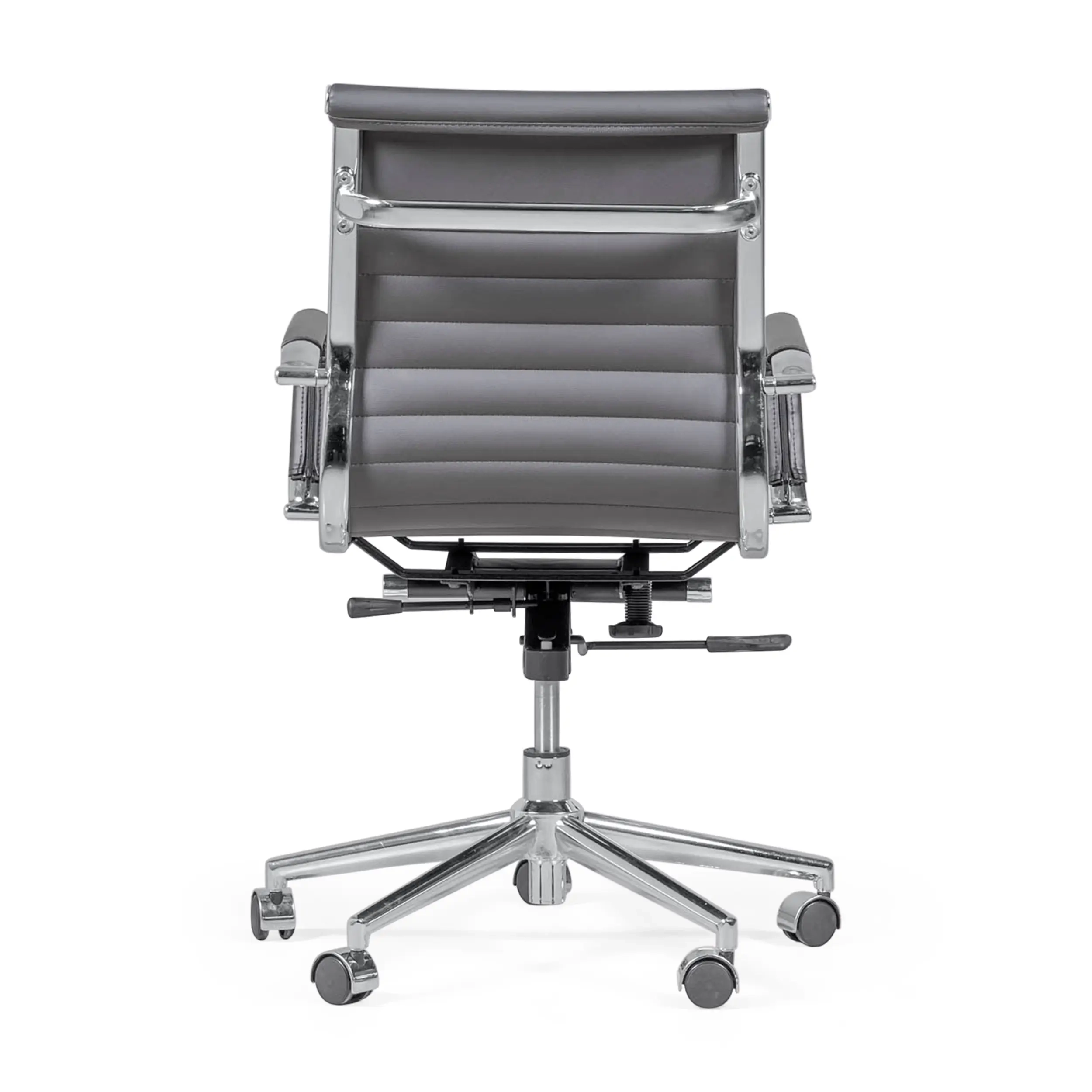 Bürostuhl mit niedriger Rückenlehne | Modernes Design aus Kunstleder und verchromtem Stahl