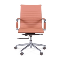 Task office chair with low backrest | Modern design in leatherette and chrome-plated steel