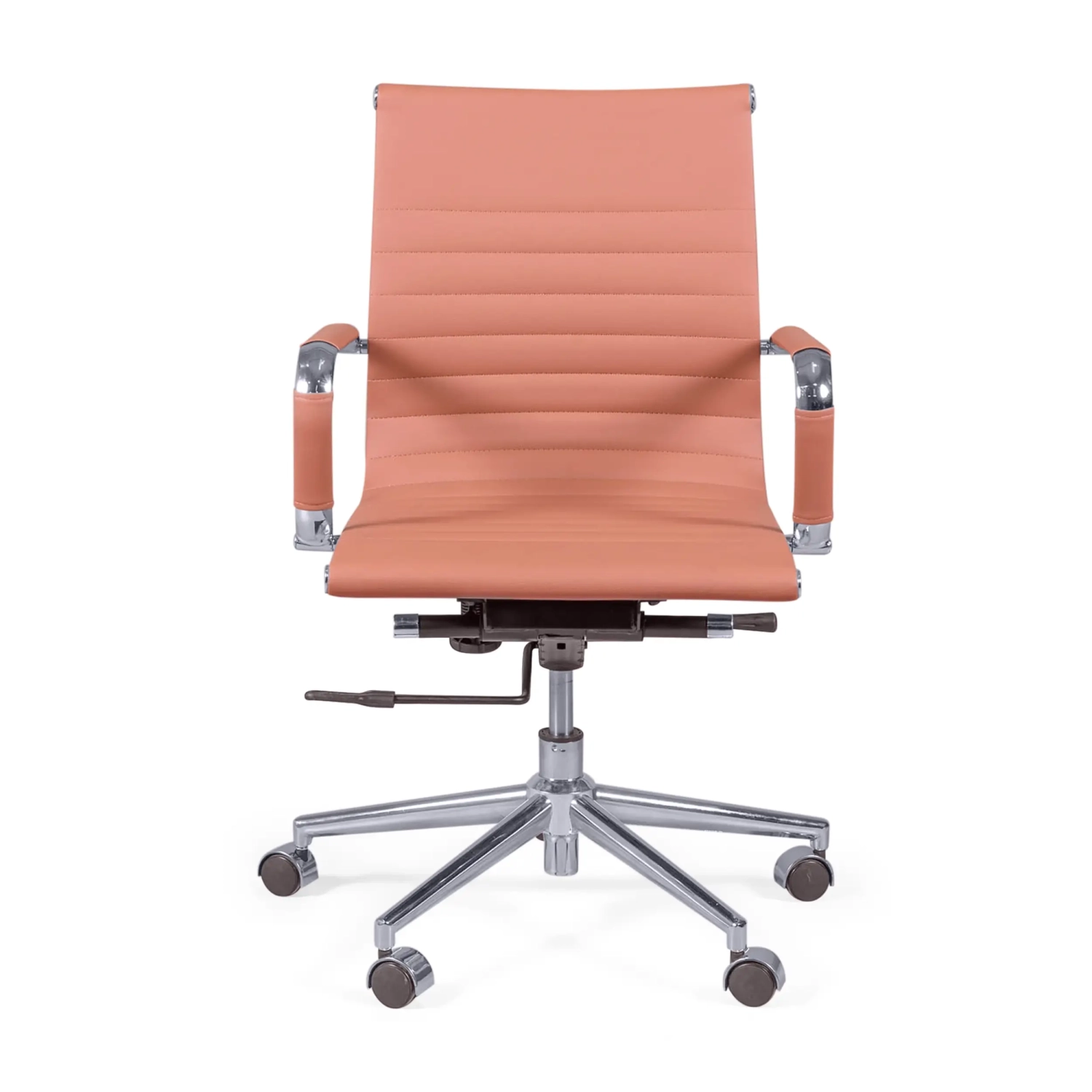 Kontorsstol med lågt ryggstöd | Modern design i konstläder och förkromat stål