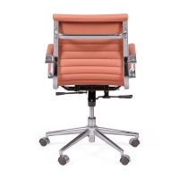 Task office chair with low backrest | Modern design in leatherette and chrome-plated steel