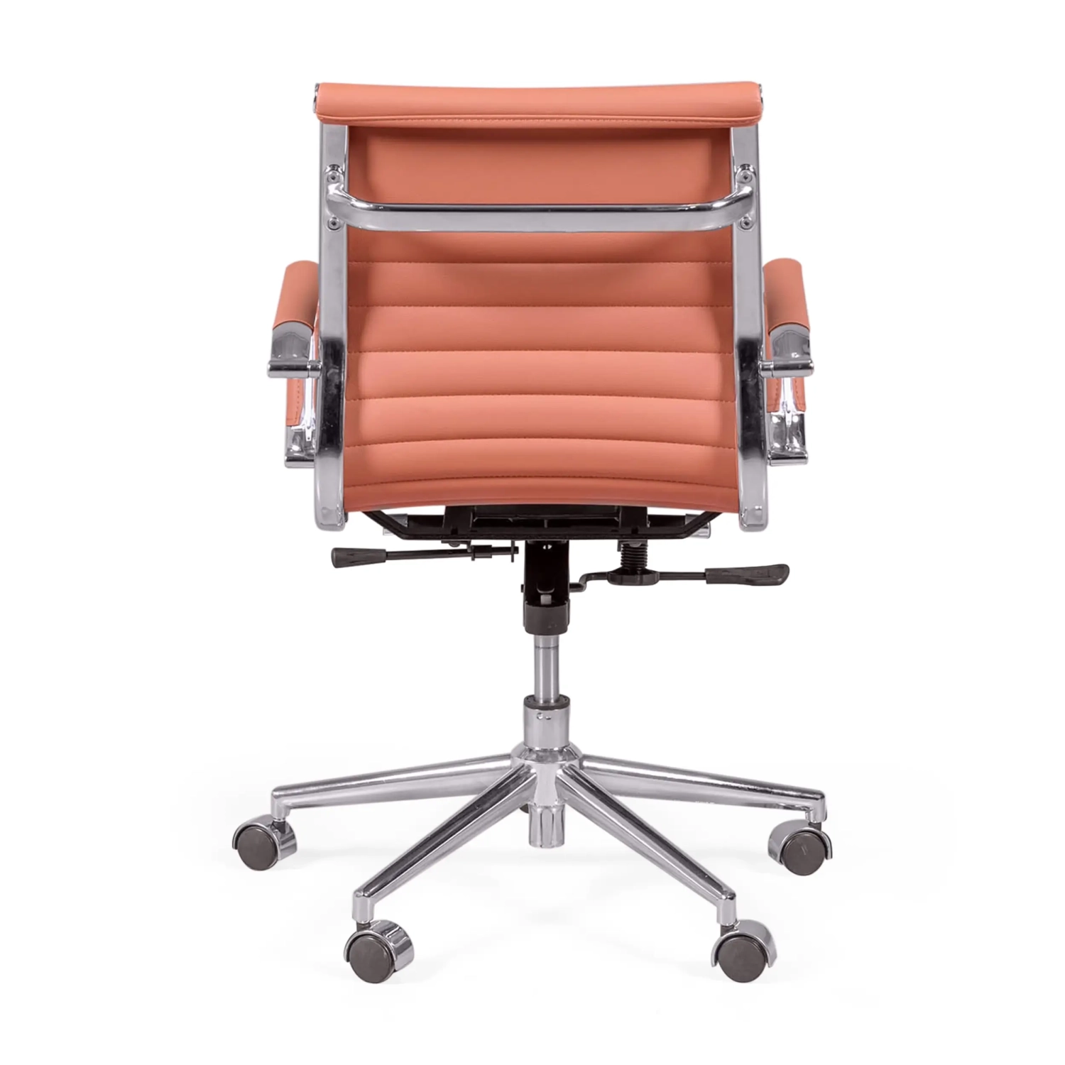 Sedia operativa per ufficio con schienale basso | Design moderno in similpelle e acciaio cromato